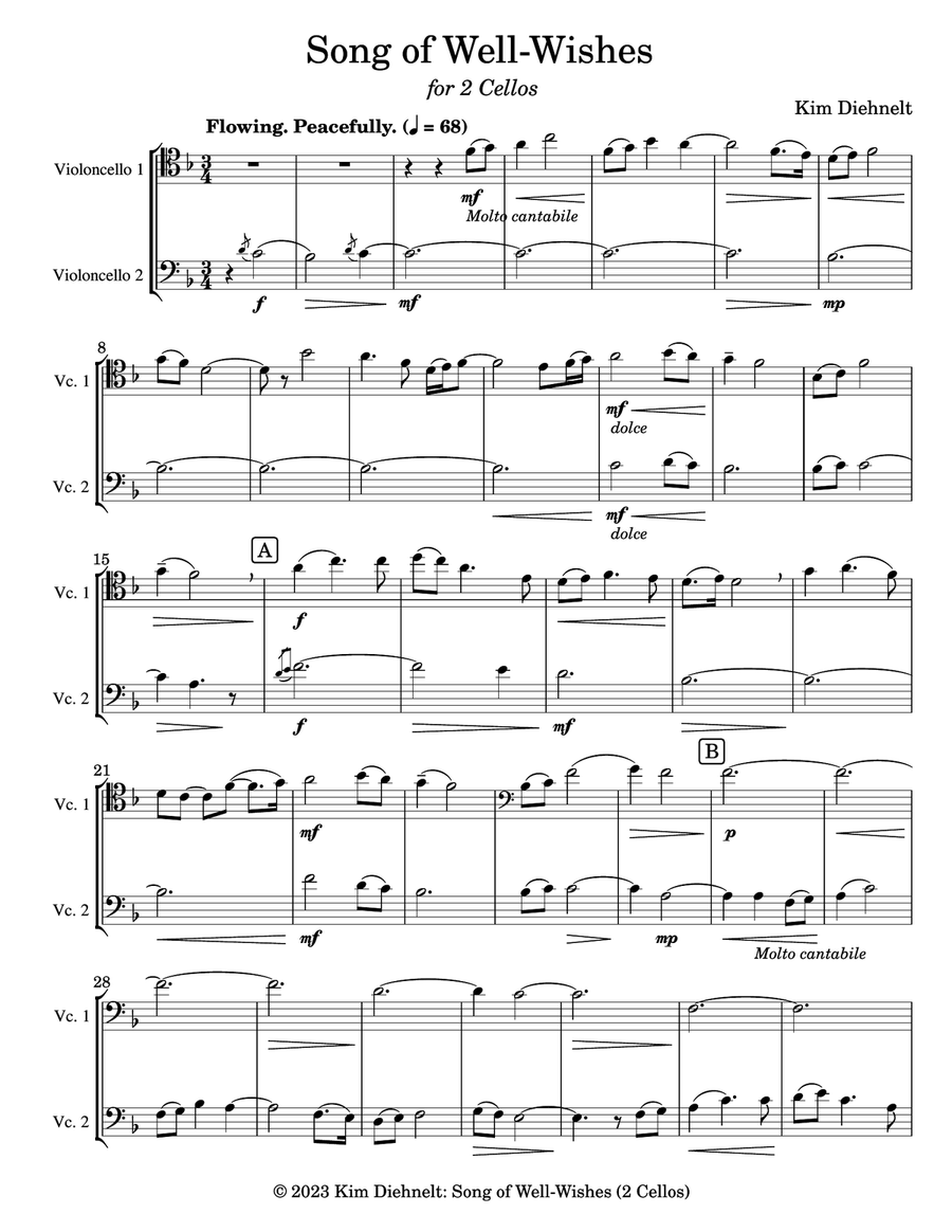 Diehnelt: Song of Well-Wishes (2 Cellos) String Duet scores gallery preview page 2