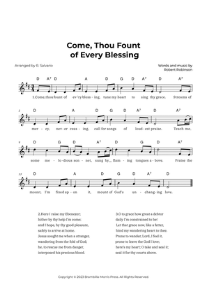 Come Thou Fount of Every Blessing (Key of D Major)