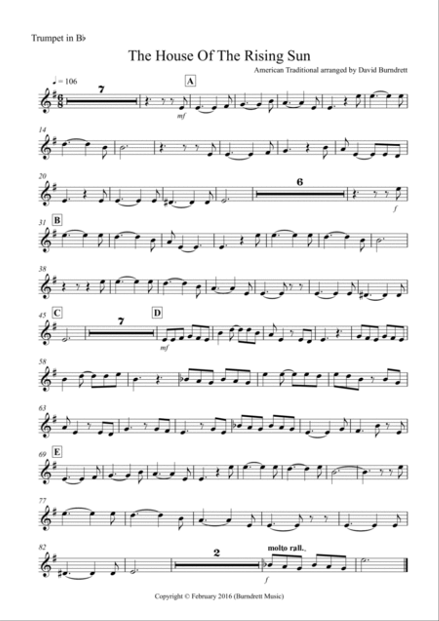 House of the rising sun trumpet hotsell