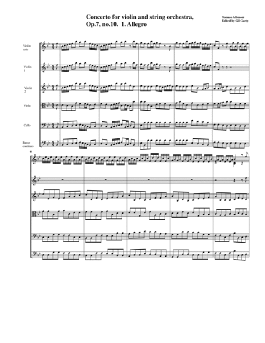 Concerto for violin and string orchestra, Op.7, no.10 in B flat major (Original version - score and Chamber Orchestra scores gallery preview page 2