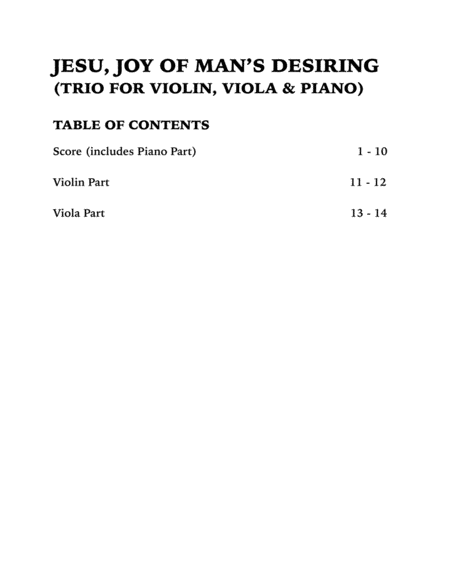 Jesu, Joy of Man's Desiring (Trio for Violin, Viola and Piano) image number null