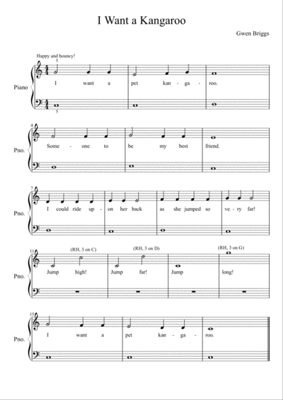 I Want a Kangaroo Easy Piano scores gallery preview page 1