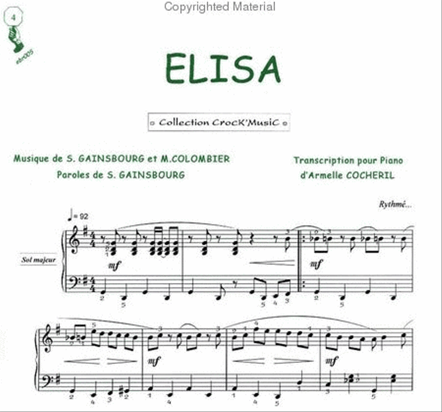 Elisa (Collection CrocK'MusiC) Piano Solo scores gallery preview page 2