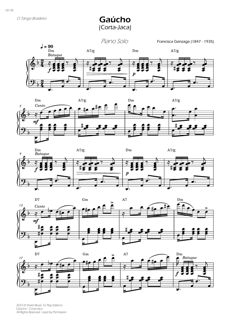 Gaúcho (Corta-Jaca) - Piano Solo - W/Chords Piano Solo scores gallery preview page 2