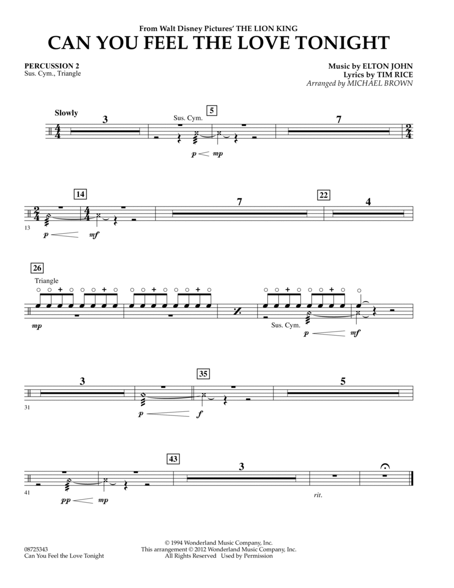 Can You Feel The Love Tonight? (from "The Lion King") - Percussion 2