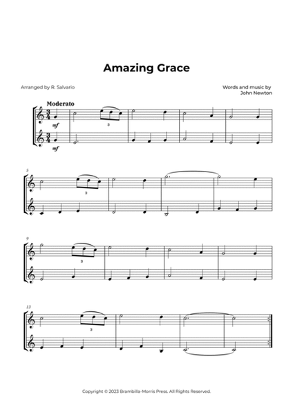 Amazing Grace (Easy Clarinet Duet) image number null