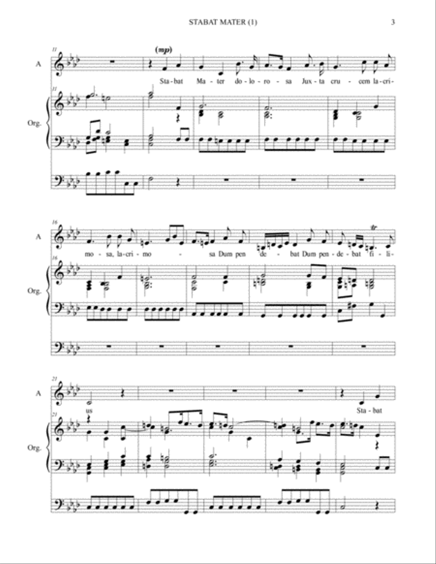 STABAT MATER (I) - (From Stabat Mater- RV 621) - For Alto,and Organ 3 staff Voice scores gallery preview page 3