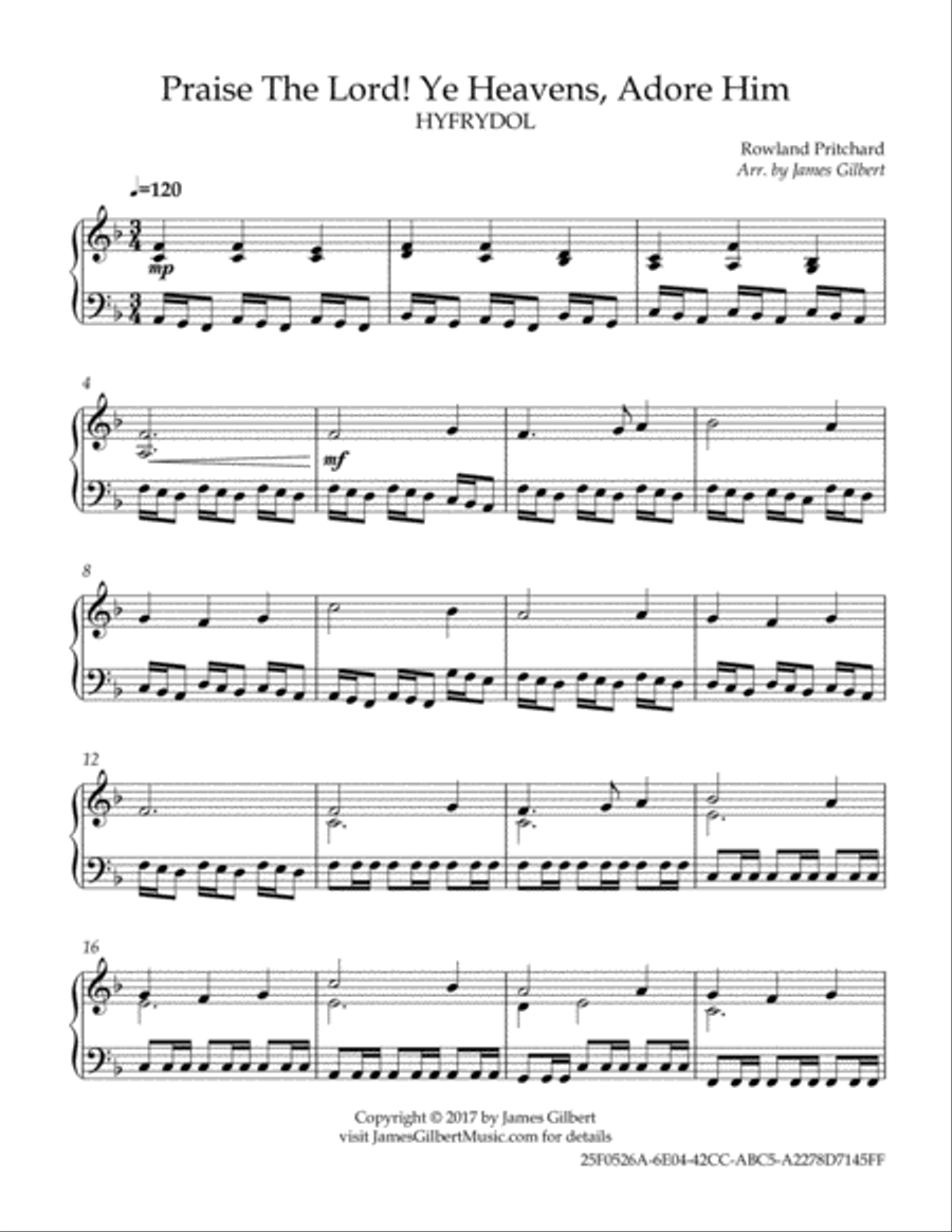 Praise The Lord, Ye Heavens, Adore Him Piano Solo scores gallery preview page 2
