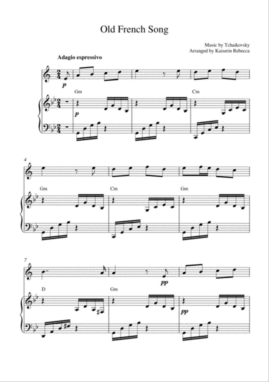 Old French Song Old French Song Clarinet Solo scores gallery preview page 1