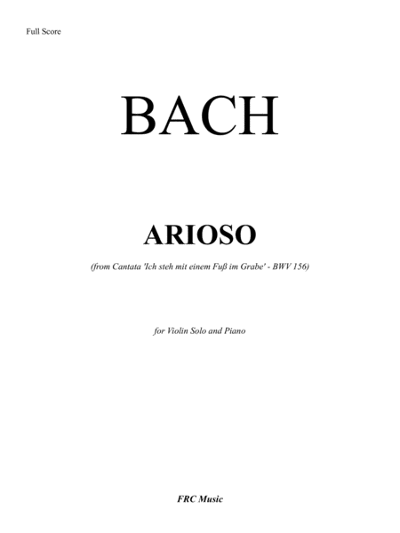 ARIOSO (from Cantata 'Ich steh mit einem Fuß im Grabe' - BWV 156) for Violin Solo and Piano image number null