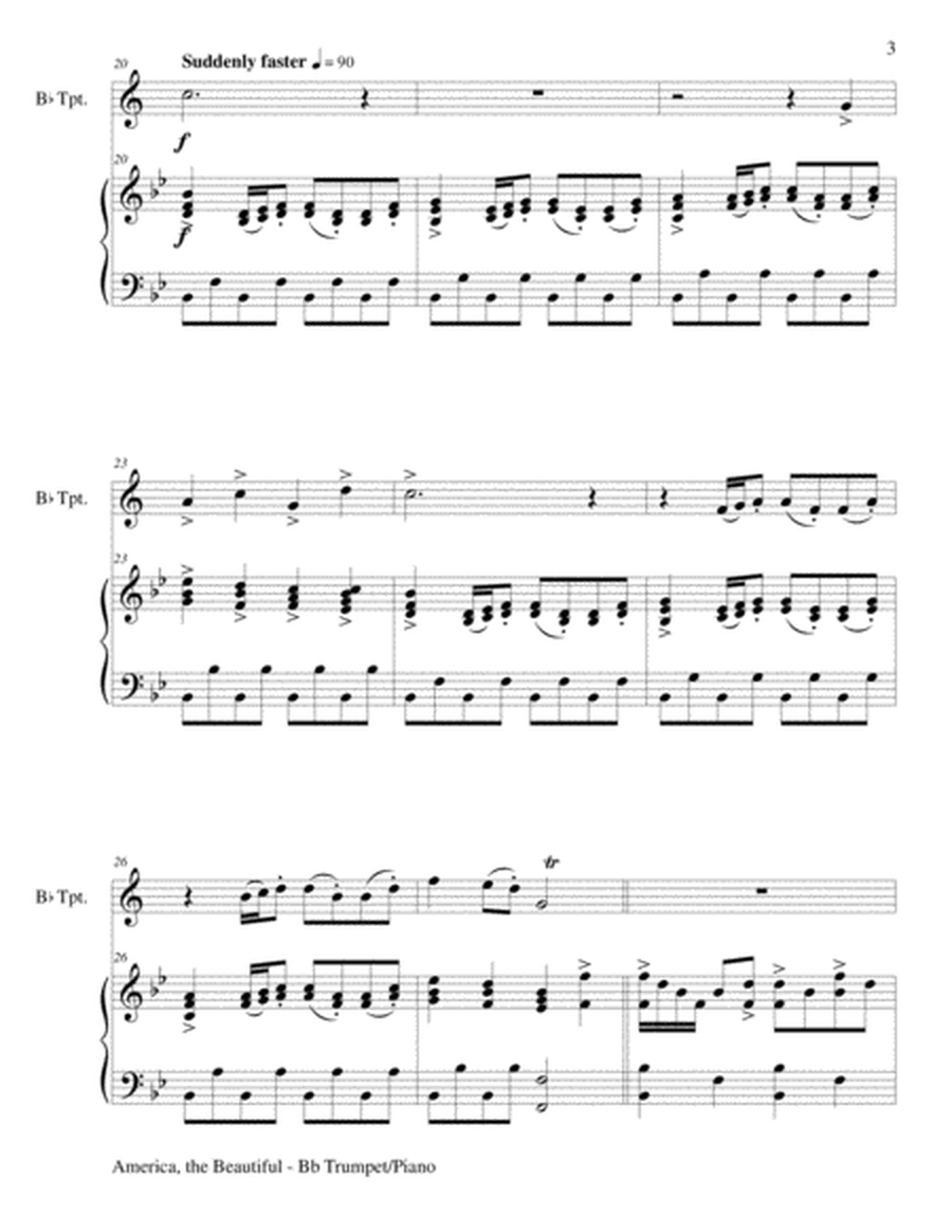 AMERICA, THE BEAUTIFUL (Duet – Bb Trumpet and Piano/Score and Parts) image number null