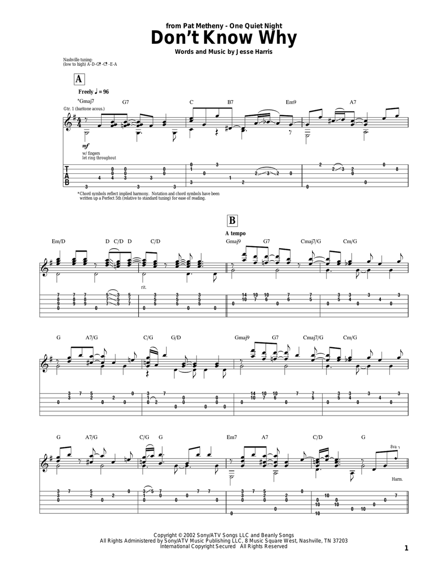 Don't Know Why Acoustic Guitar scores gallery preview page 1