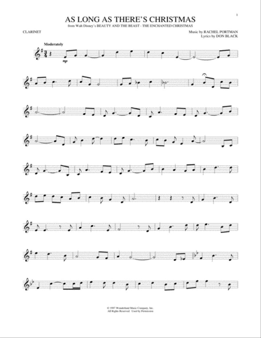 As Long As There's Christmas Clarinet Solo scores gallery preview page 1