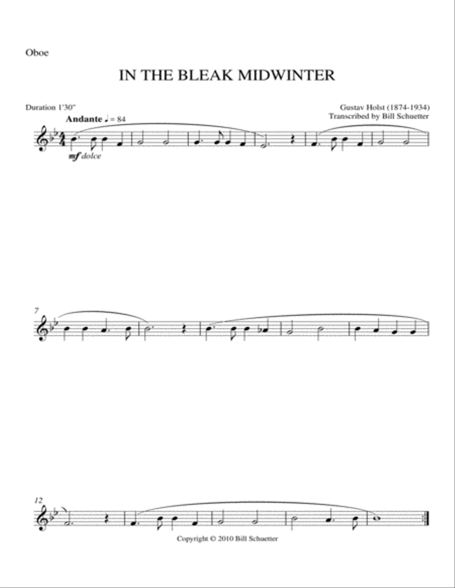 In the Bleak Midwinter Woodwind Quartet scores gallery preview page 3
