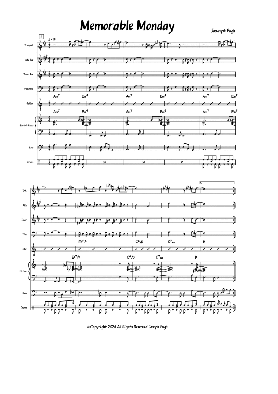 Memorable Monday Jazz Ensemble scores gallery preview page 1