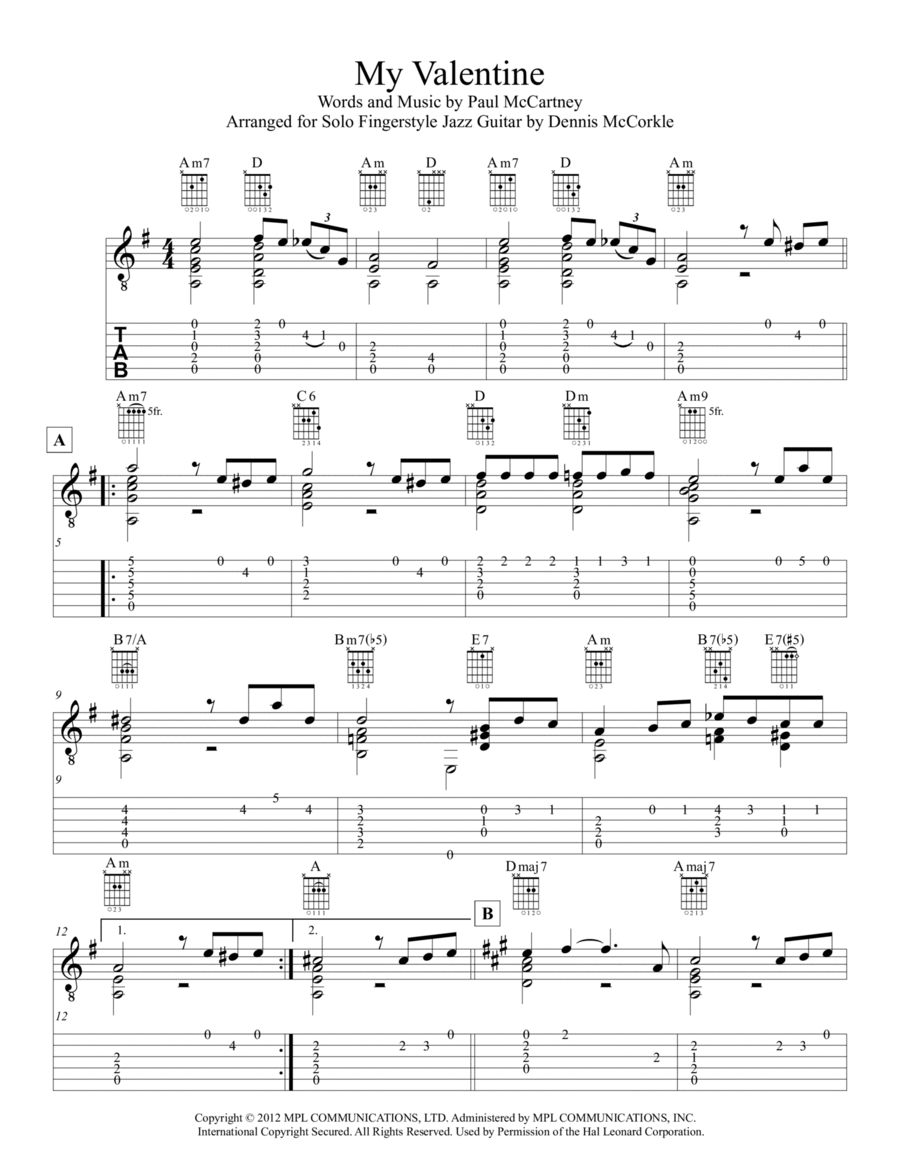My Valentine Guitar Solo scores gallery preview page 1