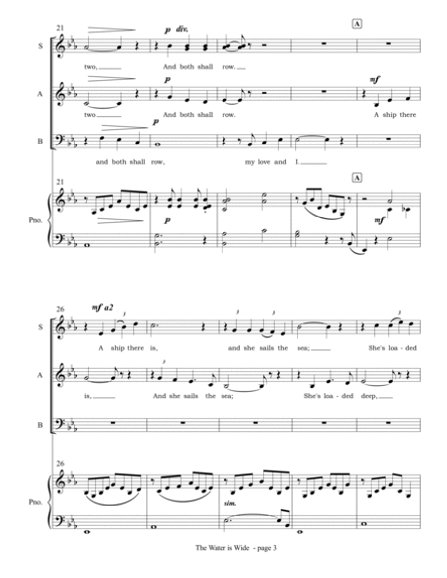 The Water is Wide (SAB choir and piano) 3-Part scores gallery preview page 5