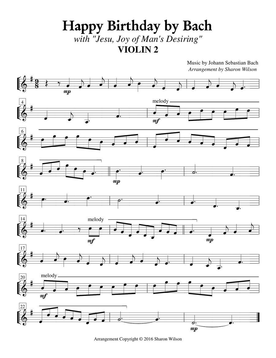 Happy Birthday by Bach (for String Quartet) String Quartet scores gallery preview page 3