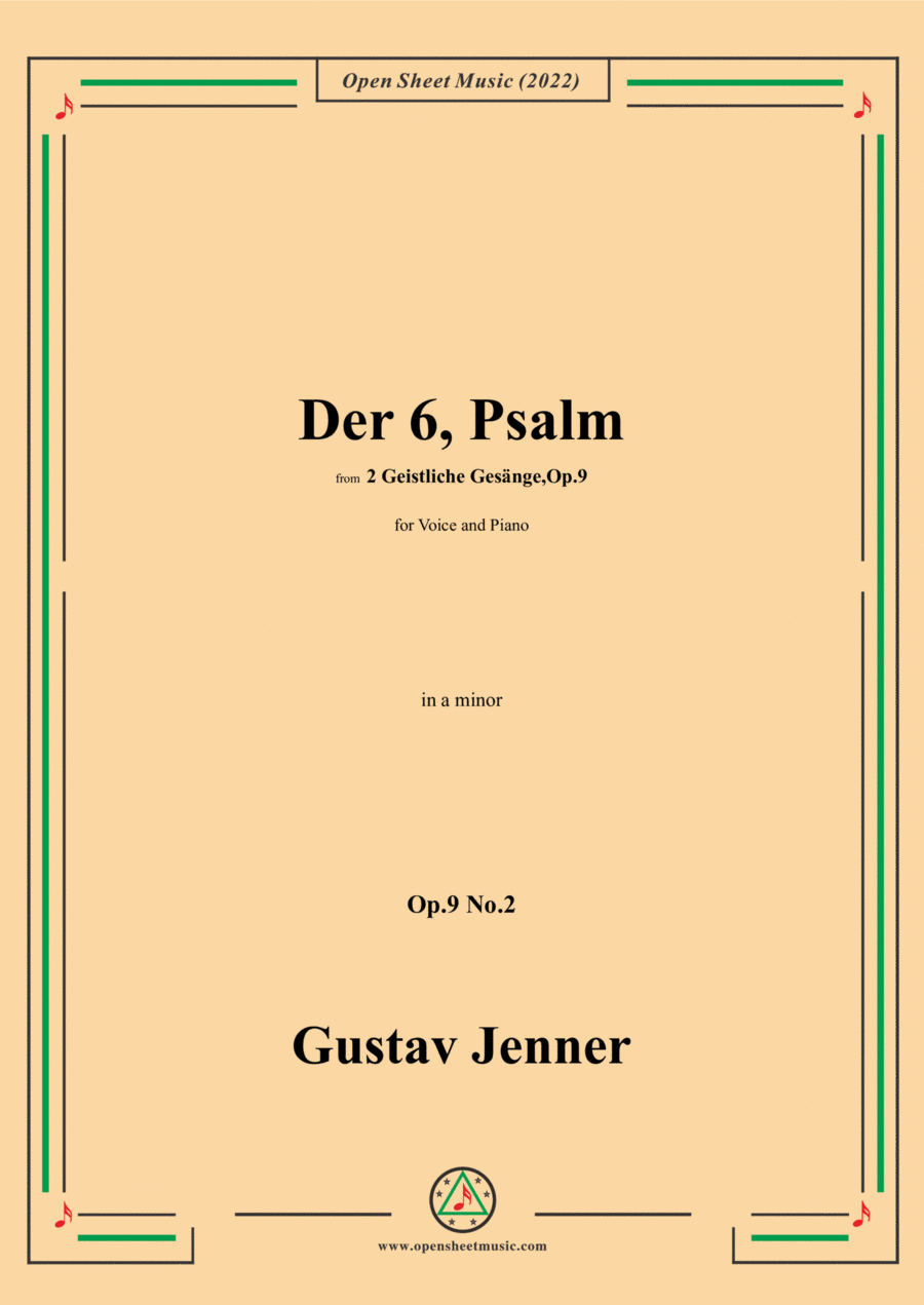 Jenner-Der 6,Psalm,in a minor,Op.9 No.2 Voice scores gallery preview page 1