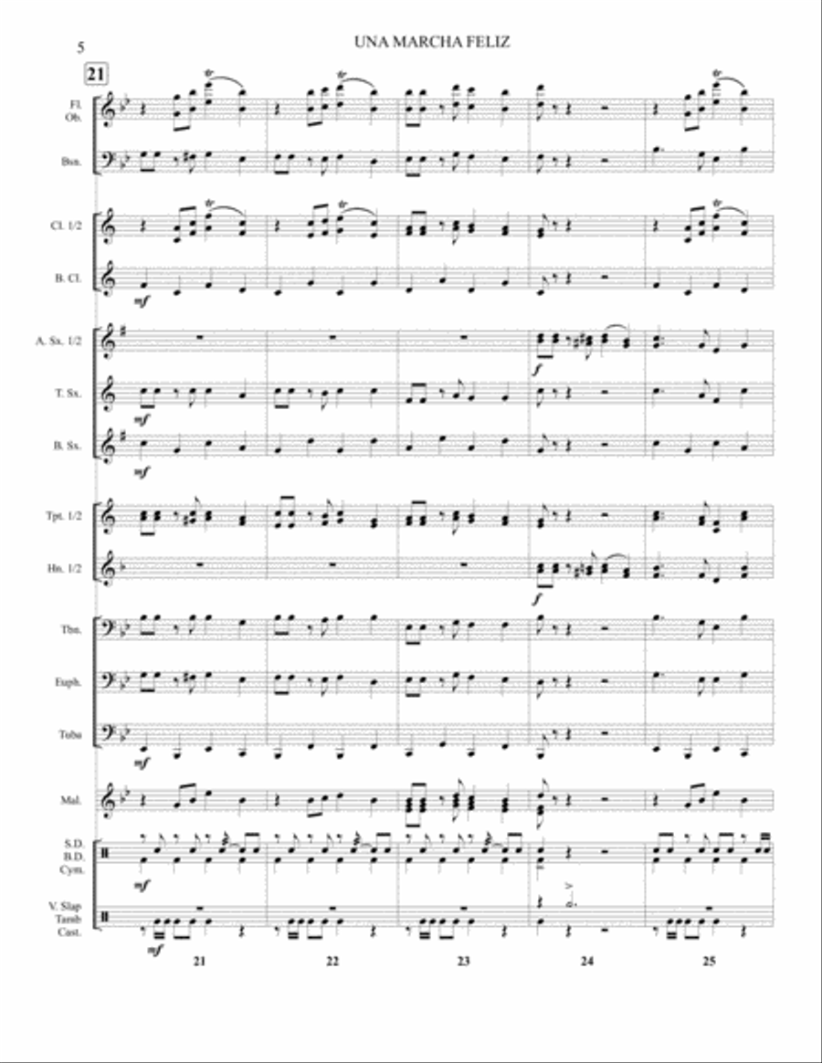 Una March Feliz Concert Band scores gallery preview page 6