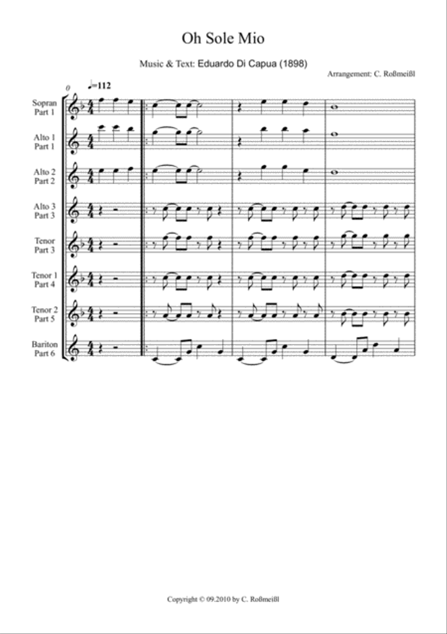 Oh Sole Mio for 5 or 6 Saxophones Saxophonquintet, Saxophonsextet Woodwind Quintet scores gallery preview page 2