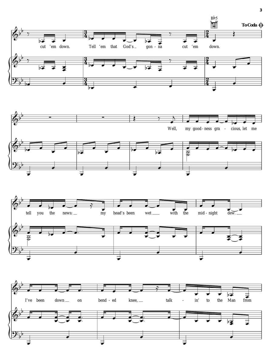 God's Gonna Cut You Down God's Gonna Cut You Down Piano, Vocal, Guitar scores gallery preview page 3