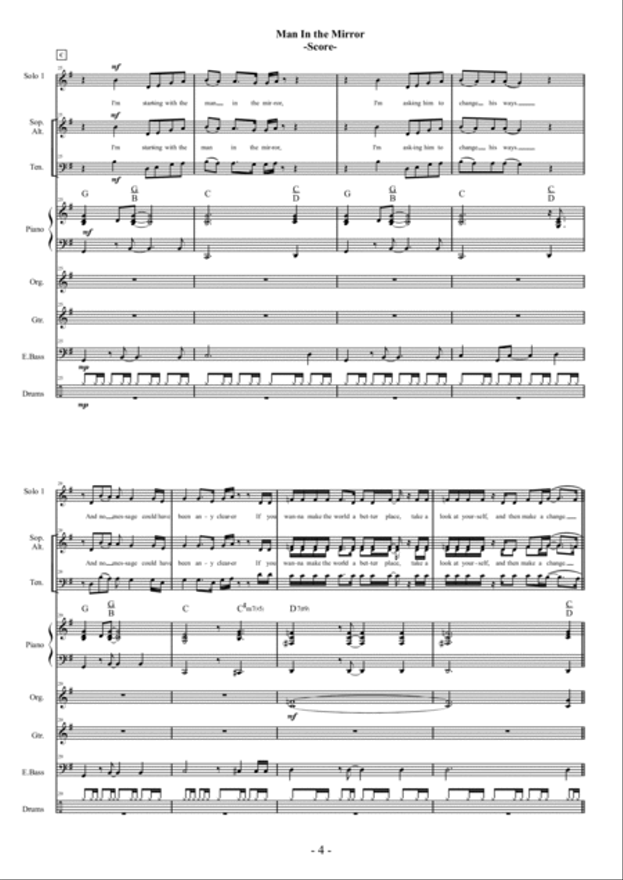 Man In The Mirror 4-Part scores gallery preview page 4