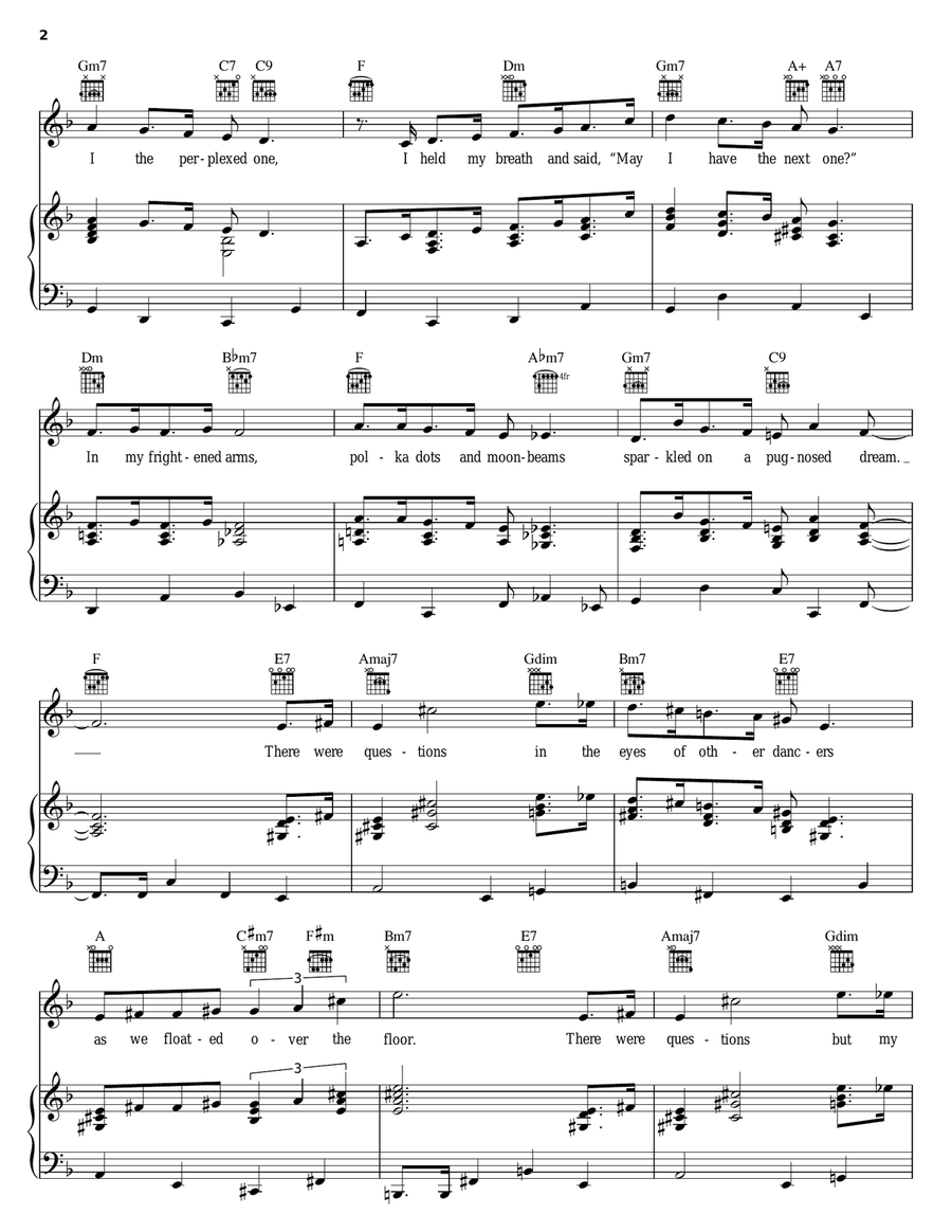 Polka Dots And Moonbeams Piano, Vocal, Guitar scores gallery preview page 2