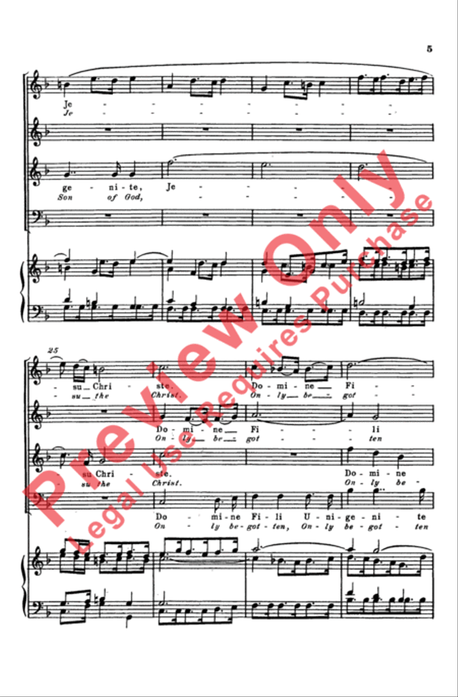 Domine Fili Unigenite (Only Begotten Son of God) 4-Part scores gallery preview page 5