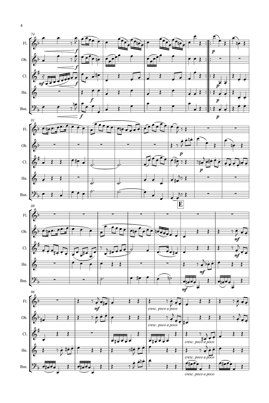 Mozart: Piano Sonata No.19 K547a - wind quintet Woodwind Quintet scores gallery preview page 4