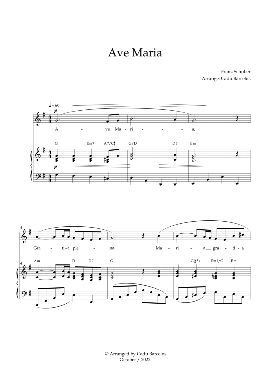 Ave Maria - Schubert G Major Chords Voice scores gallery preview page 1