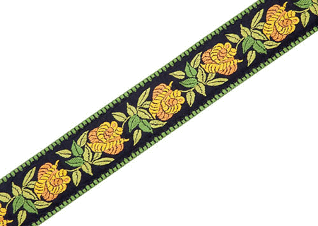 Woven Cotton Guitar Strap – Yellow Rosa
