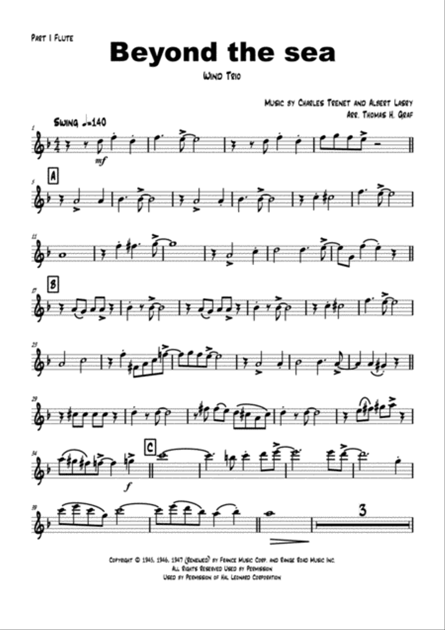 Beyond The Sea Woodwind Trio scores gallery preview page 4