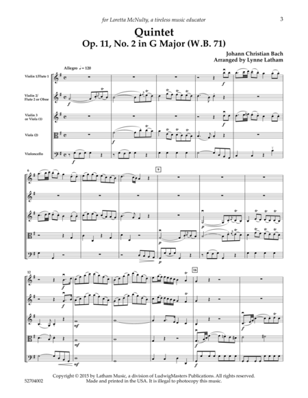Quintet Op. 11, No. 2 in G Major (W.B. 71) image number null