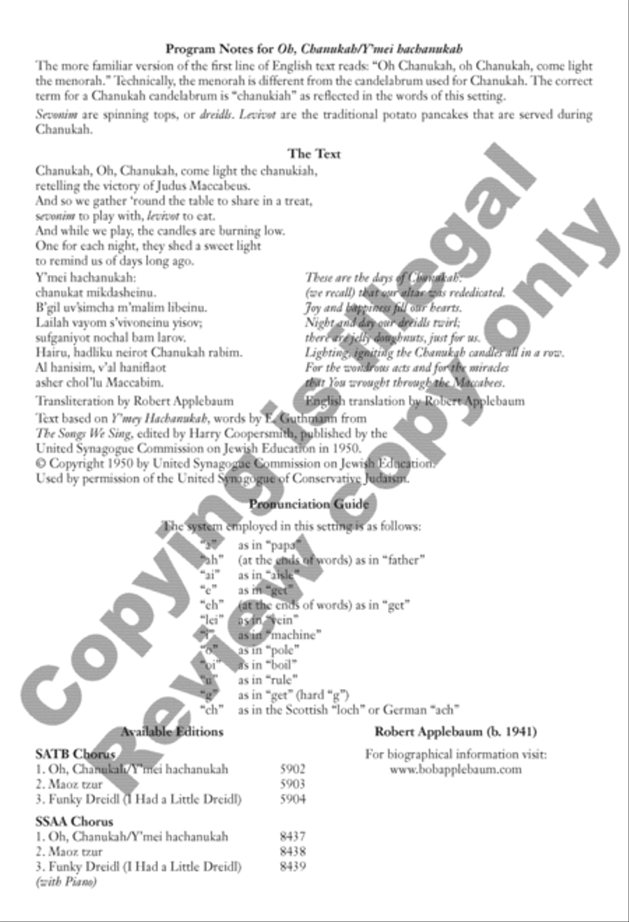 Oh, Chanukah/Y'mei hachanukah SSAA scores gallery preview page 2