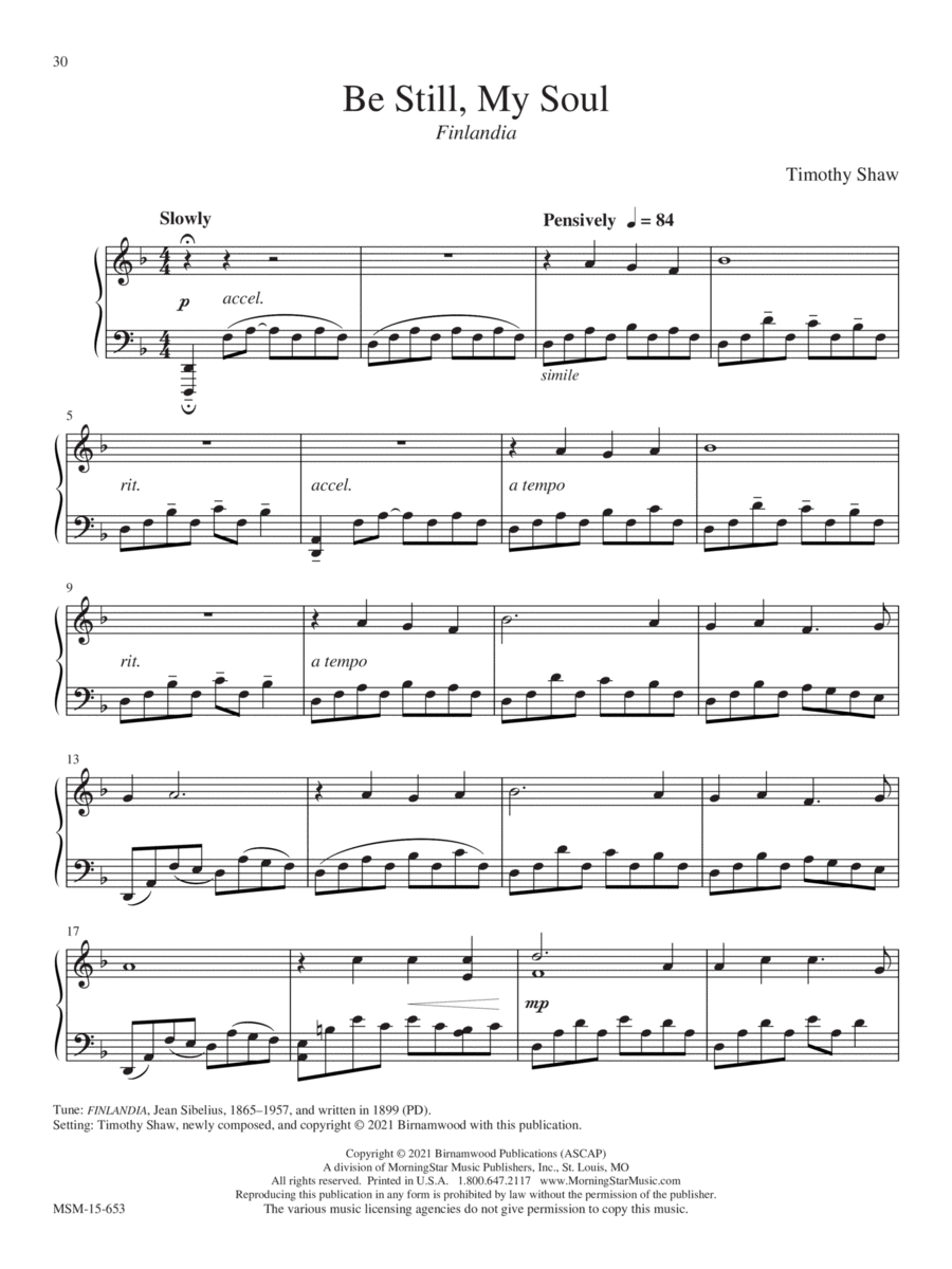 Be Still, My Soul Piano Solo scores gallery preview page 1