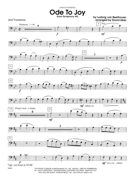 Ode To Joy (From Symphony #9) - 2nd Trombone