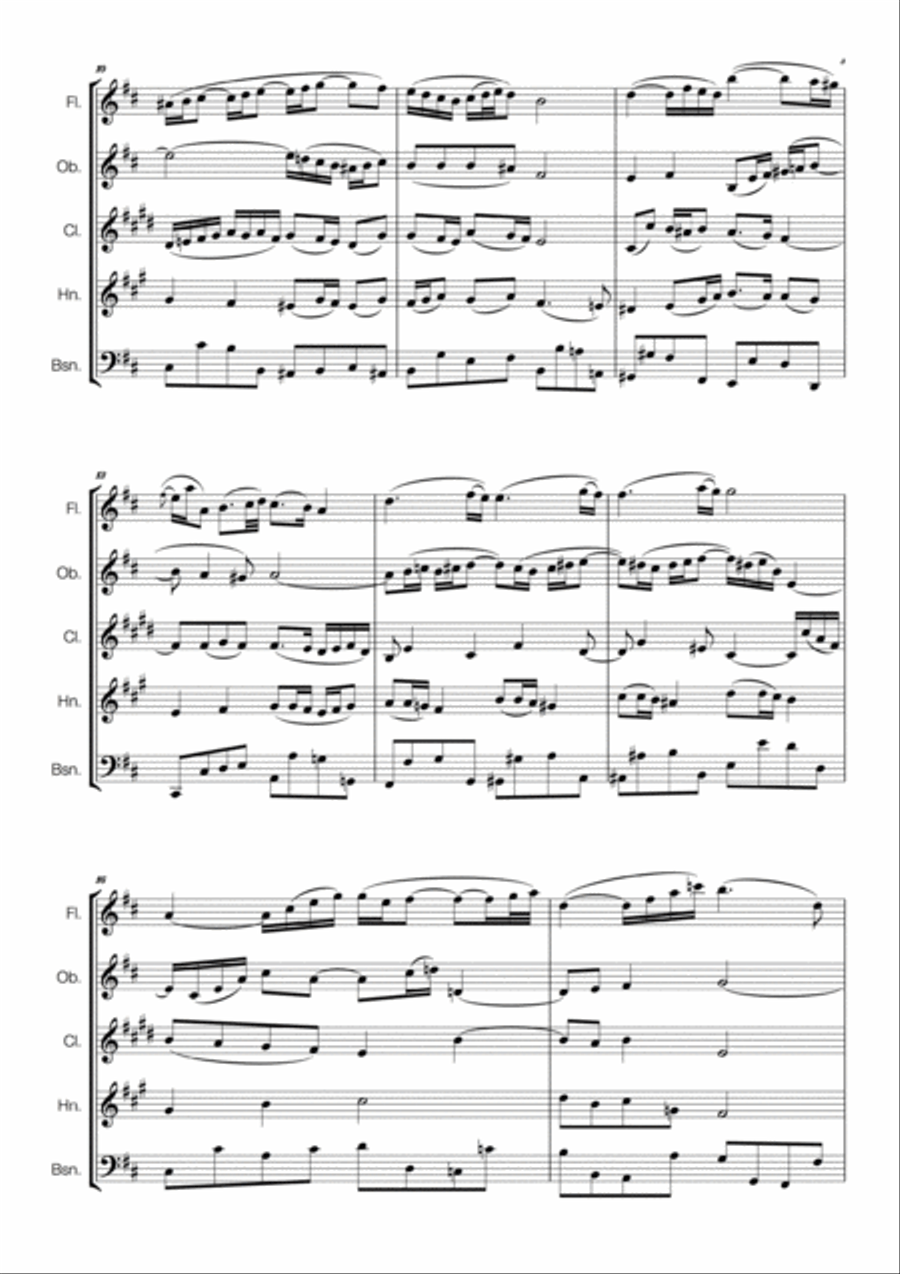 J. S. Bach - Air on the G String for Wind Quintet Woodwind Quintet scores gallery preview page 3