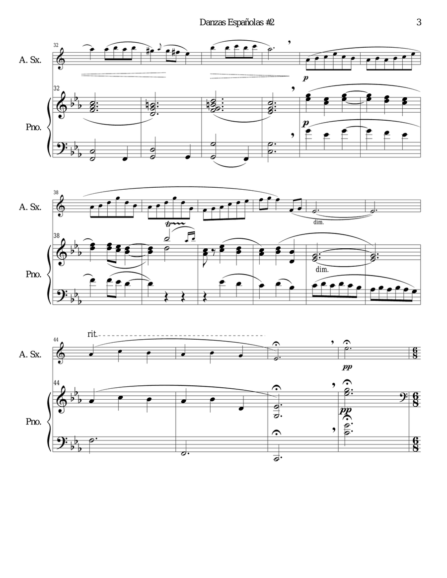 Oriental by Granados for alto sax and piano Alto Saxophone scores gallery preview page 3