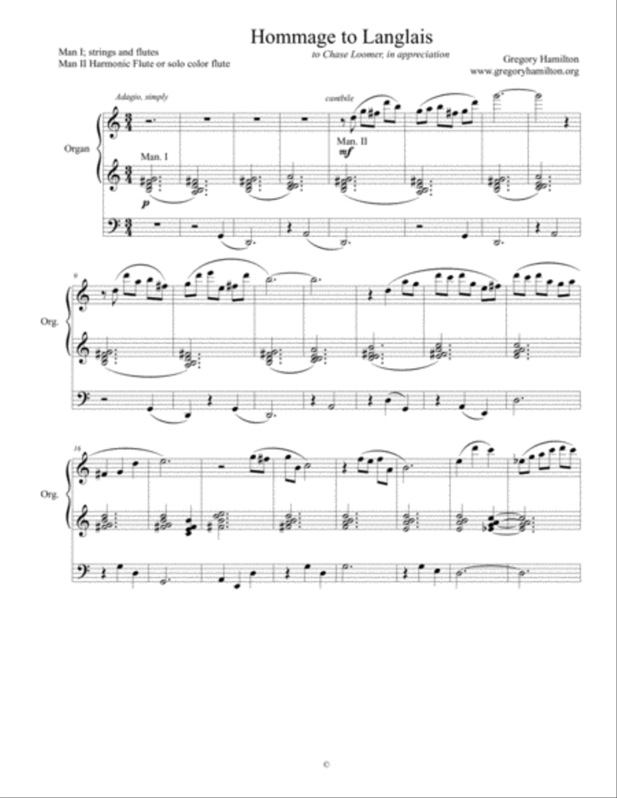 Hommage to Langlais for Organ by Gregory Hamilton Organ Solo - Digital Sheet Music