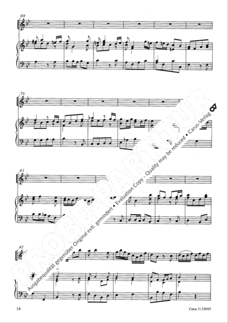 Concerto in B flat major Recorder scores gallery preview page 15