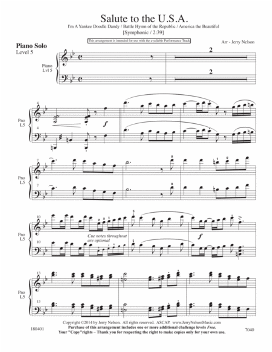 Salute to the U.S.A. - Medley (2 for 1 PIANO Arrangements) Piano Solo scores gallery preview page 2
