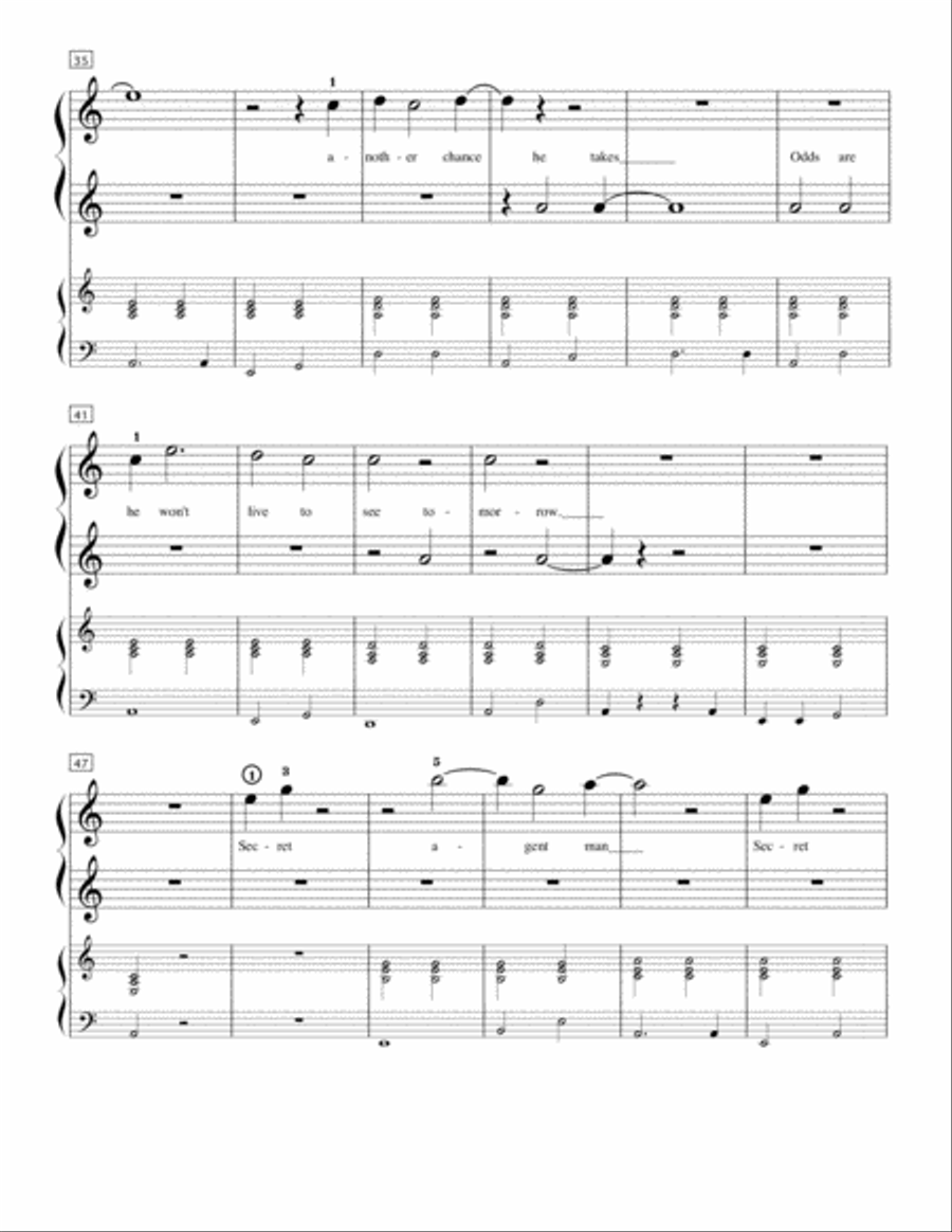 Secret Agent Man Easy Piano scores gallery preview page 3