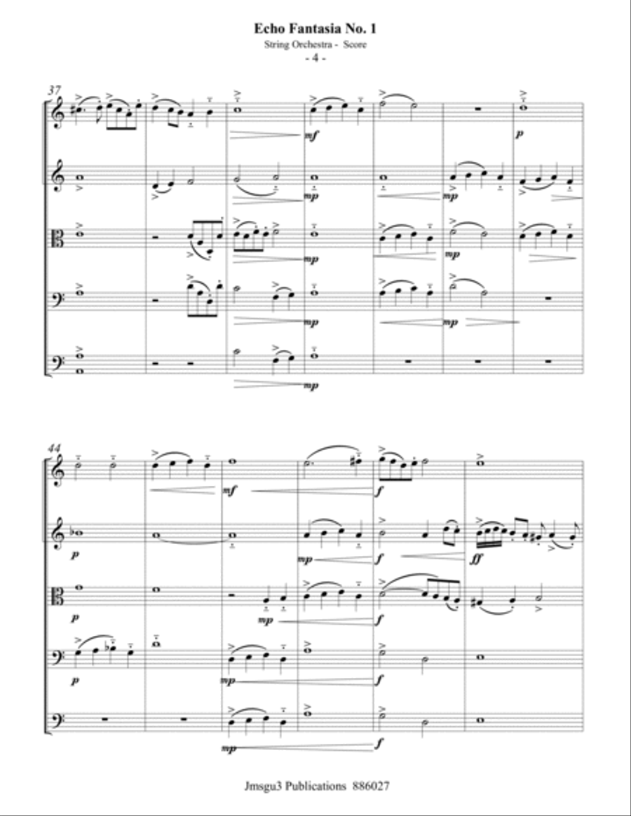 Sweelinck: Six Echo Fantasias Complete for String Orchestra - Score Only image number null