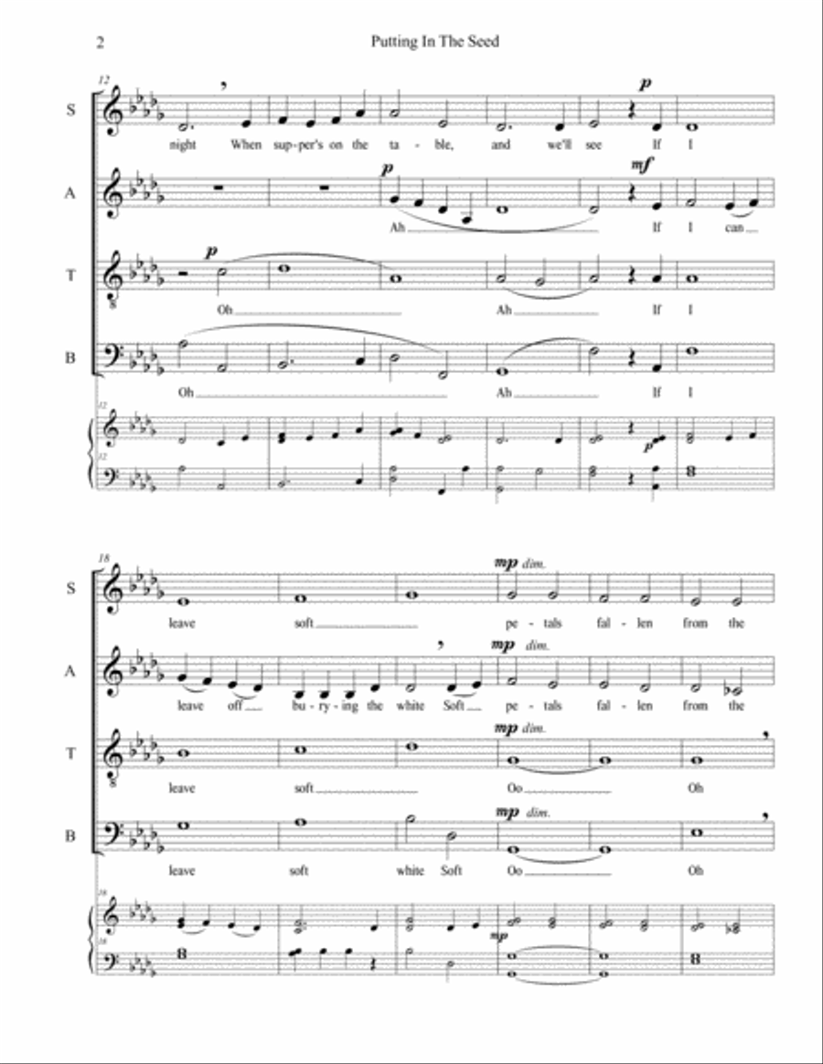 Putting In The Seed (for SATB choir) 4-Part scores gallery preview page 2