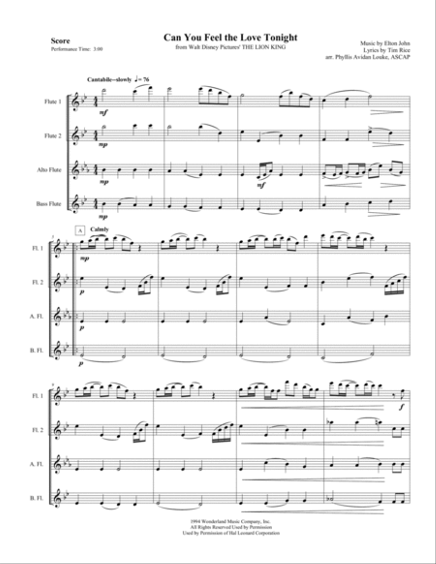 Can You Feel The Love Tonight Woodwind Ensemble scores gallery preview page 5