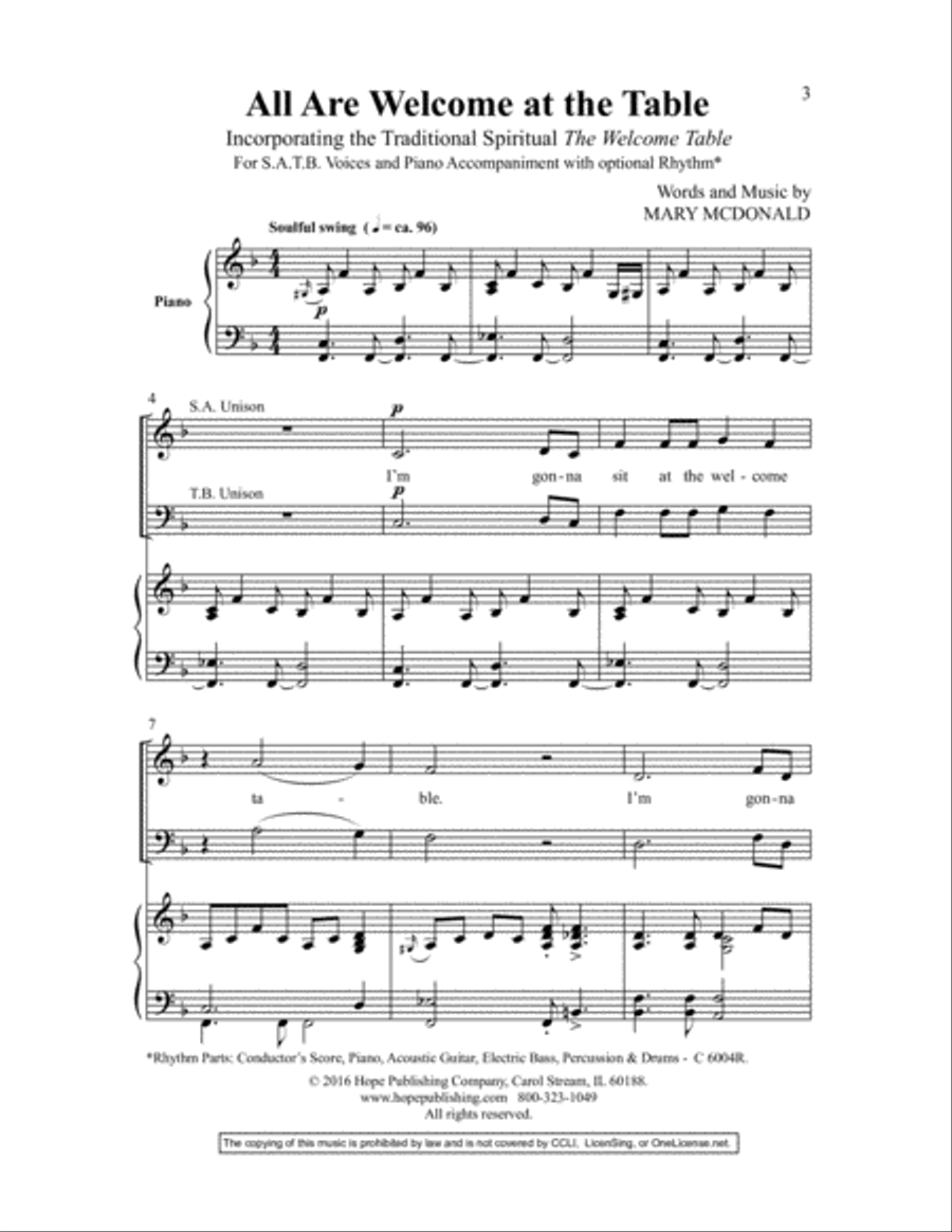All Are Welcome at the Table 4-Part scores gallery preview page 3