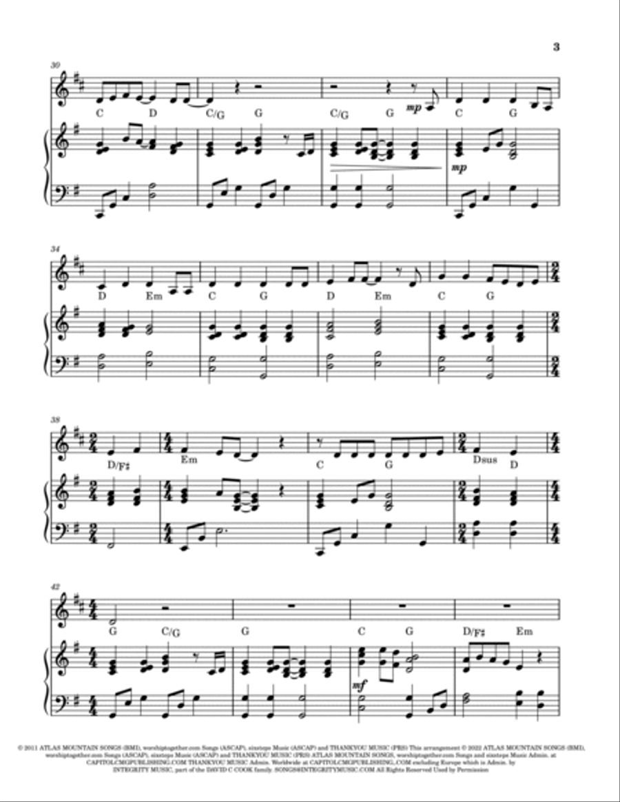10,000 Reasons (bless The Lord) Piano scores gallery preview page 3