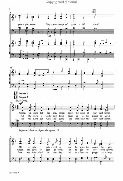 A Harvest Of Thanksgiving sheet music for choir (2-Part) (PDF)
