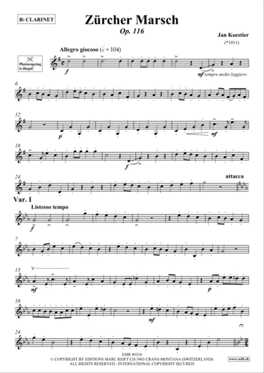 Zurcher Marsch Clarinet Solo scores gallery preview page 2